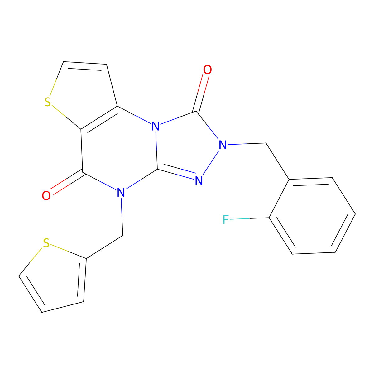 2-(2-fluorobenzyl)-4-(thiophen-2-ylmethyl)thieno[2,3-e][1,2,4]triazolo[4,3-a]pyrimidine-1,5(2H,4H)-dione molecular structure, CAS 1359224-79-5