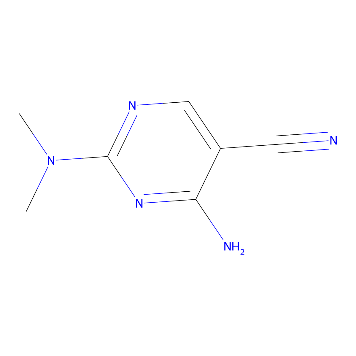 4-Amino-2-(dimethylamino)pyrimidine-5-carbonitrile molecular structure, CAS 13593-31-2