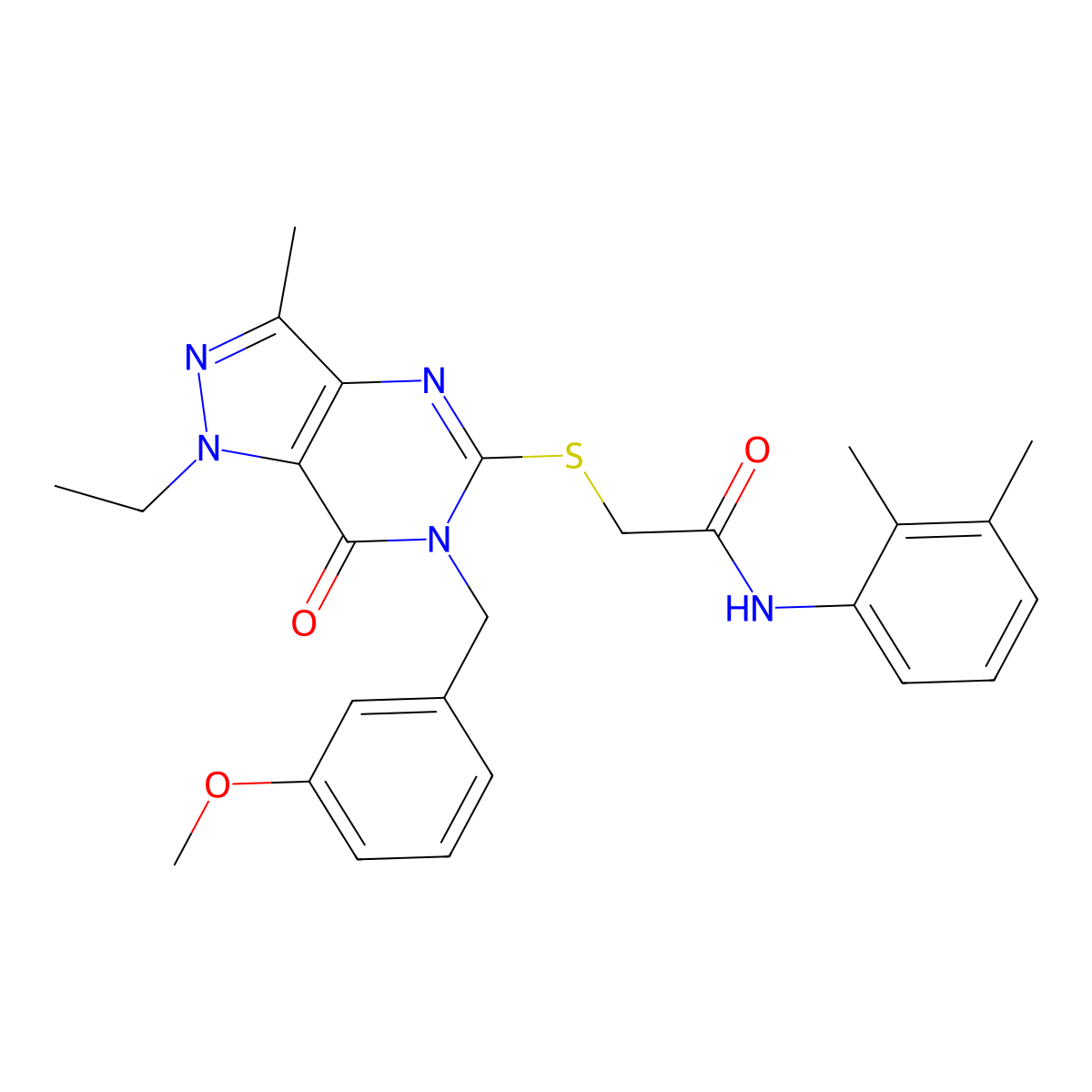 N-(2,3-dimethylphenyl)-2-({1-ethyl-6-[(3-methoxyphenyl)methyl]-3-methyl-7-oxo-1H,6H,7H-pyrazolo[4,3-d]pyrimidin-5-yl}sulfanyl)acetamide molecular structure, CAS 1359311-31-1