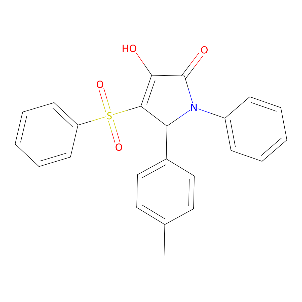 3-hydroxy-1-phenyl-4-(phenylsulfonyl)-5-(p-tolyl)-1H-pyrrol-2(5H)-one molecular structure, CAS 1359315-00-6