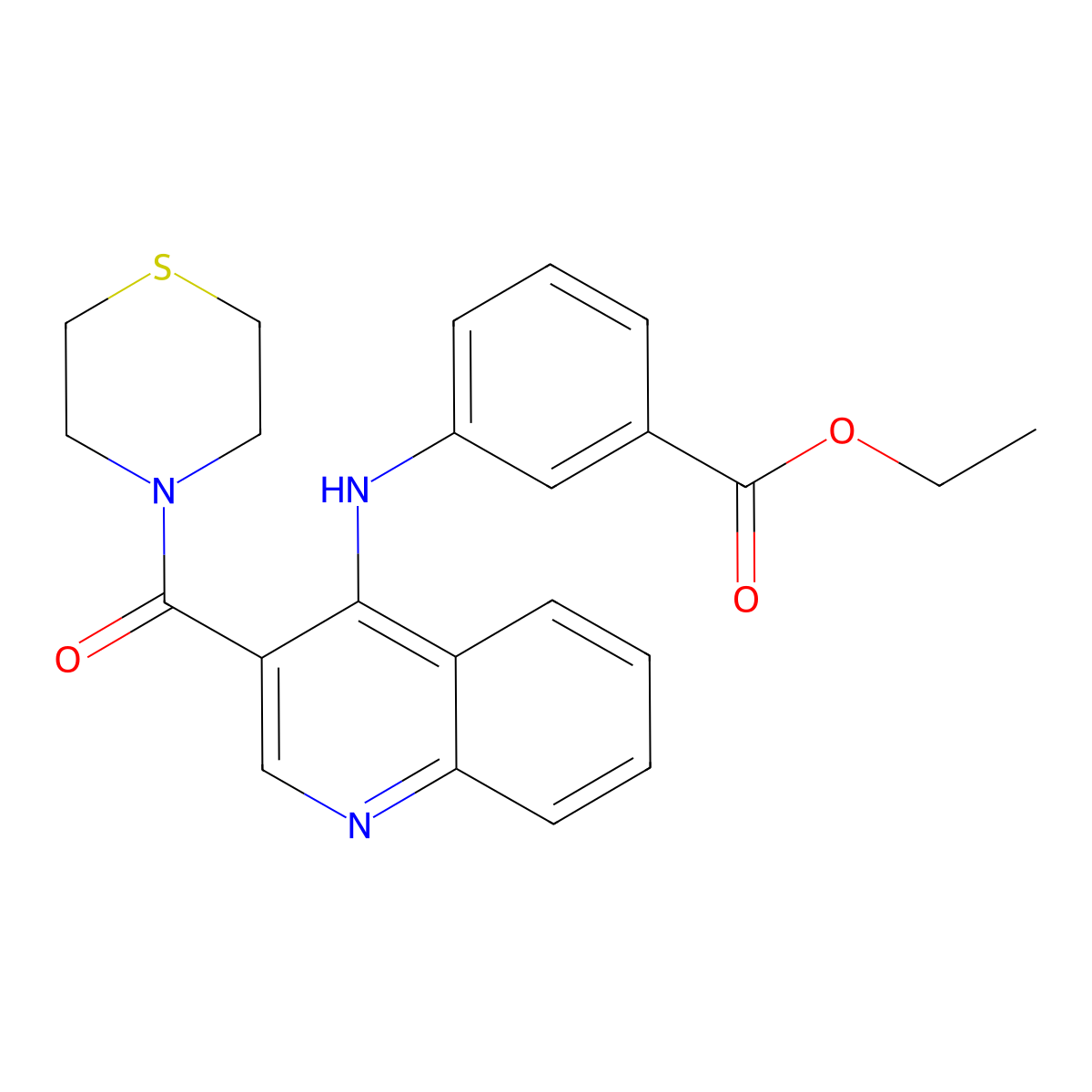 Ethyl 3-{[3-(thiomorpholine-4-carbonyl)quinolin-4-YL]amino}benzoate molecular structure, CAS 1359315-28-8