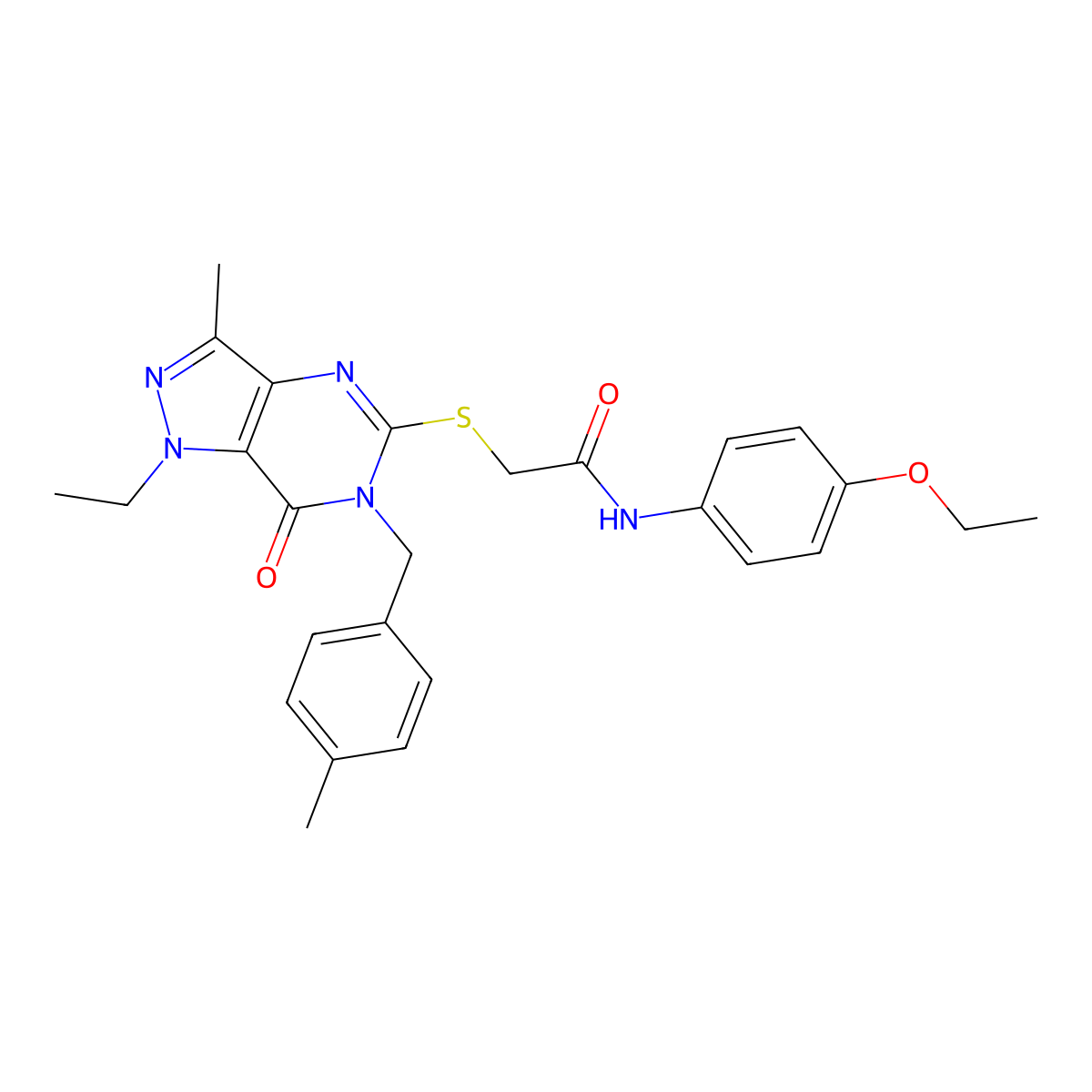 N-(4-ethoxyphenyl)-2-({1-ethyl-3-methyl-6-[(4-methylphenyl)methyl]-7-oxo-1H,6H,7H-pyrazolo[4,3-d]pyrimidin-5-yl}sulfanyl)acetamide molecular structure, CAS 1359318-11-8