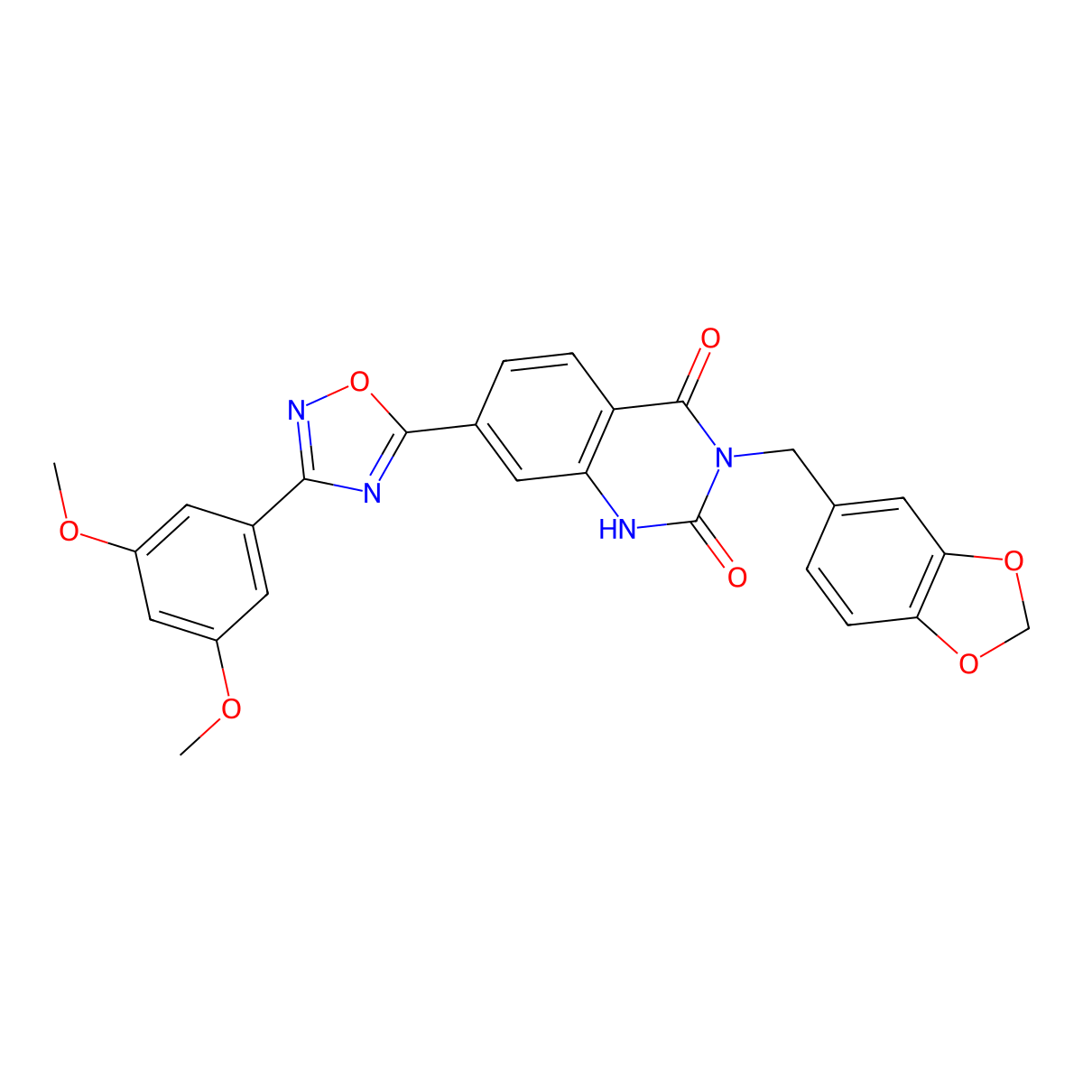 3-[(2H-1,3-benzodioxol-5-yl)methyl]-7-[3-(3,5-dimethoxyphenyl)-1,2,4-oxadiazol-5-yl]-1,2,3,4-tetrahydroquinazoline-2,4-dione molecular structure, CAS 1359319-26-8