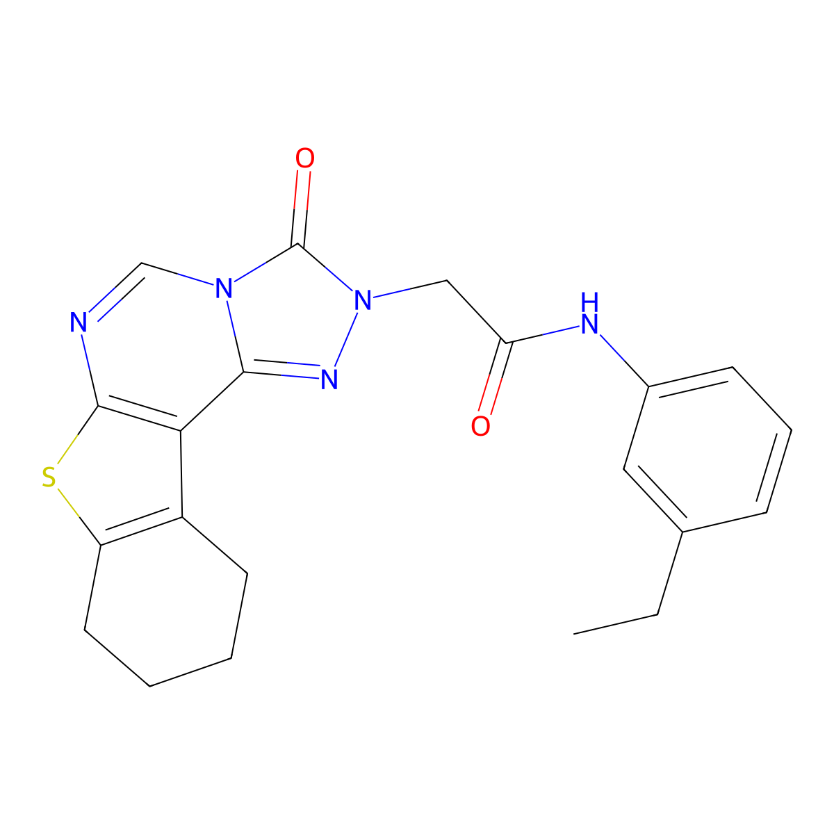 N-(3-ethylphenyl)-2-(3-oxo-8,9,10,11-tetrahydro[1]benzothieno[3,2-e][1,2,4]triazolo[4,3-c]pyrimidin-2(3H)-yl)acetamide molecular structure, CAS 1359321-20-2