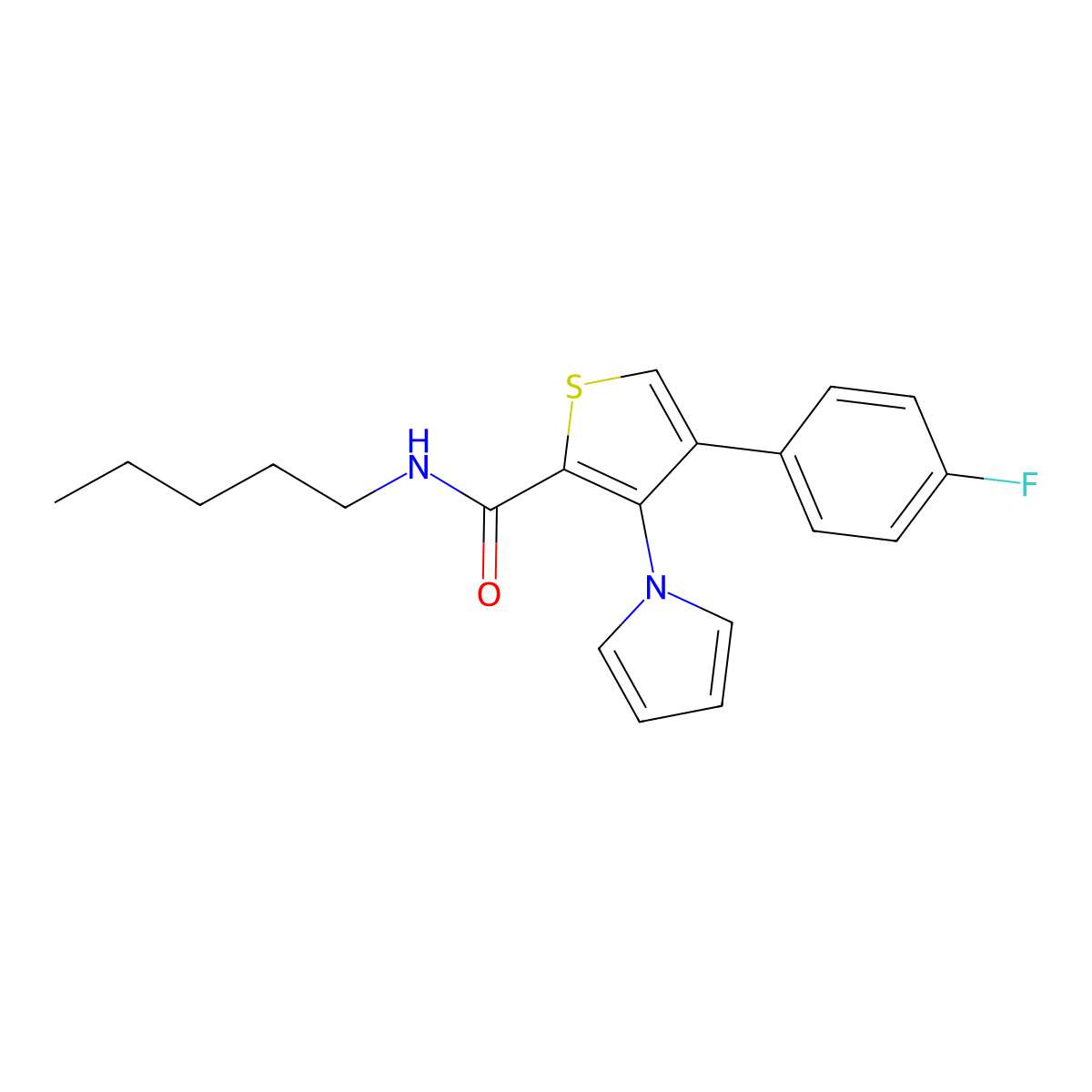 4-(4-fluorophenyl)-N-pentyl-3-(1H-pyrrol-1-yl)thiophene-2-carboxamide molecular structure, CAS 1359321-87-1