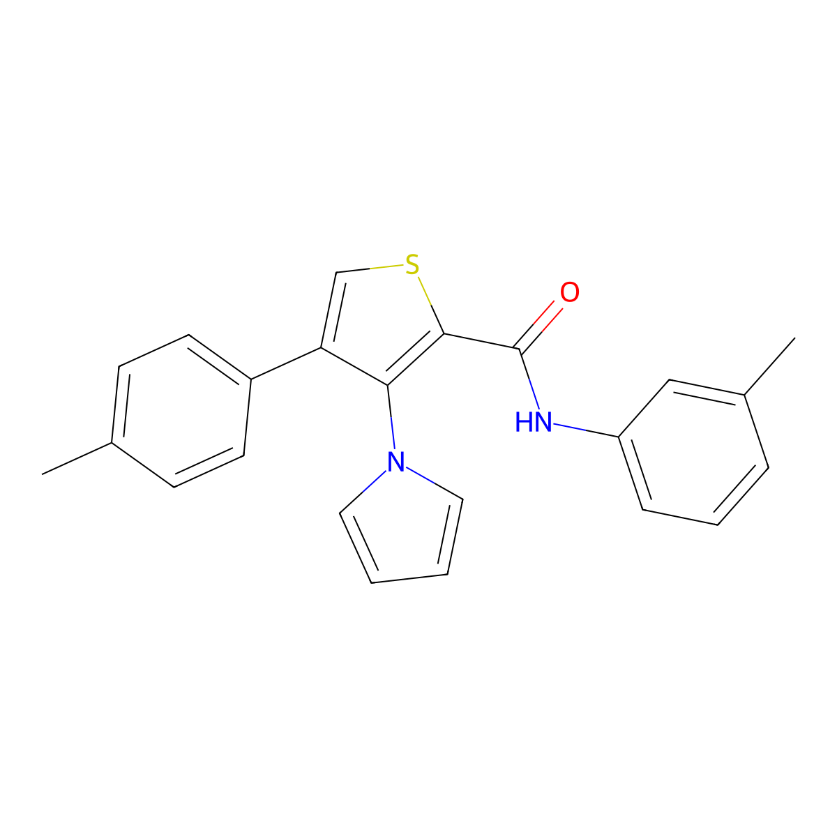 N-(3-methylphenyl)-4-(4-methylphenyl)-3-(1H-pyrrol-1-yl)thiophene-2-carboxamide molecular structure, CAS 1359322-30-7
