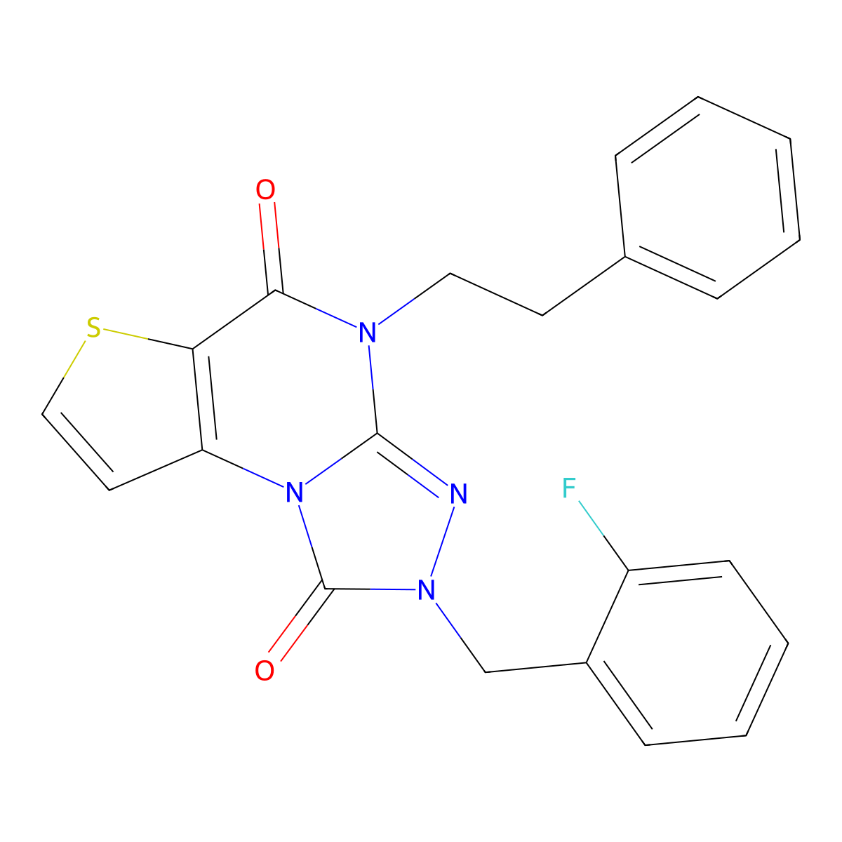 2-(2-fluorobenzyl)-4-phenethylthieno[2,3-e][1,2,4]triazolo[4,3-a]pyrimidine-1,5(2H,4H)-dione molecular structure, CAS 1359325-47-5