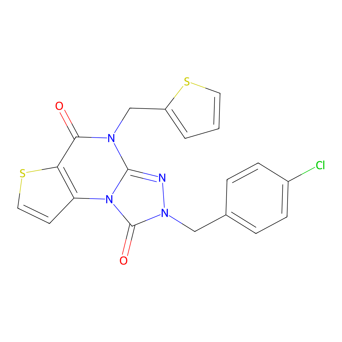 2-(4-chlorobenzyl)-4-(thiophen-2-ylmethyl)thieno[2,3-e][1,2,4]triazolo[4,3-a]pyrimidine-1,5(2H,4H)-dione molecular structure, CAS 1359325-64-6