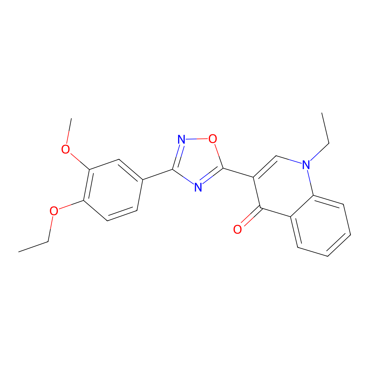 3-(3-(4-ethoxy-3-methoxyphenyl)-1,2,4-oxadiazol-5-yl)-1-ethylquinolin-4(1H)-one molecular structure, CAS 1359338-48-9