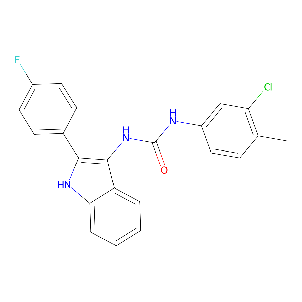1-(3-chloro-4-methylphenyl)-3-[2-(4-fluorophenyl)-1H-indol-3-yl]urea molecular structure, CAS 1359358-64-7