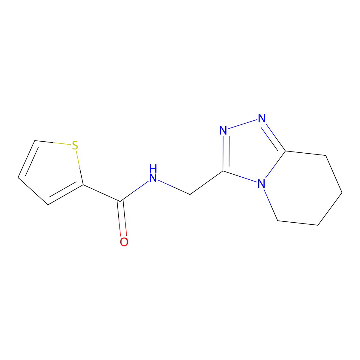 N-({5H,6H,7H,8H-[1,2,4]triazolo[4,3-a]pyridin-3-yl}methyl)thiophene-2-carboxamide molecular structure, CAS 1359368-53-8