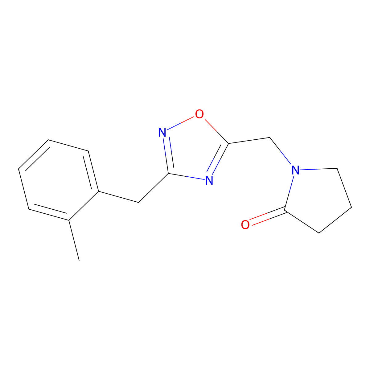 1-{[3-(2-Methylbenzyl)-1,2,4-oxadiazol-5-yl]methyl}pyrrolidin-2-one molecular structure, CAS 1359368-63-0