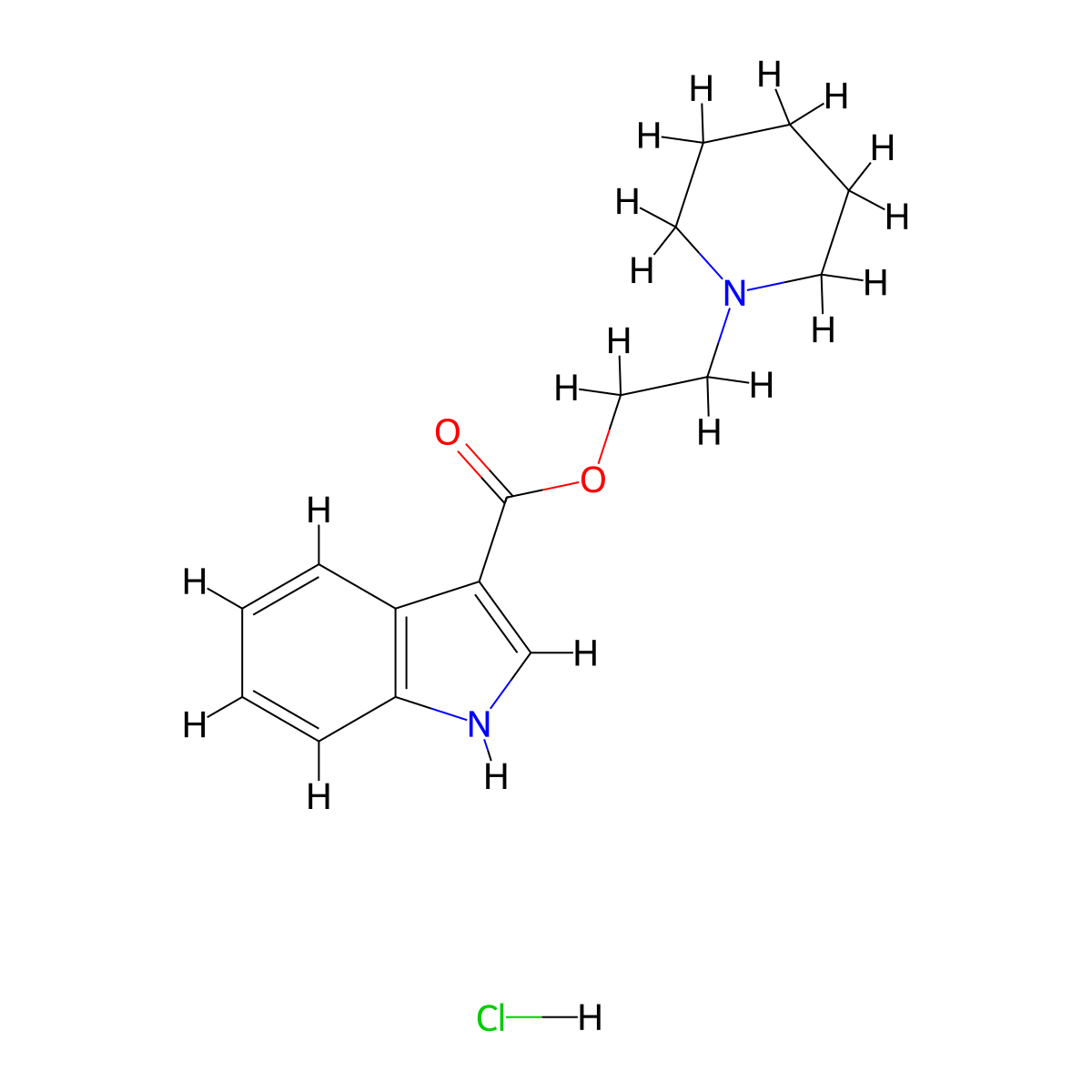 1-Piperidinylethyl-1H-indole-3-carboxylate hydrochloride molecular structure, CAS 135938-17-9