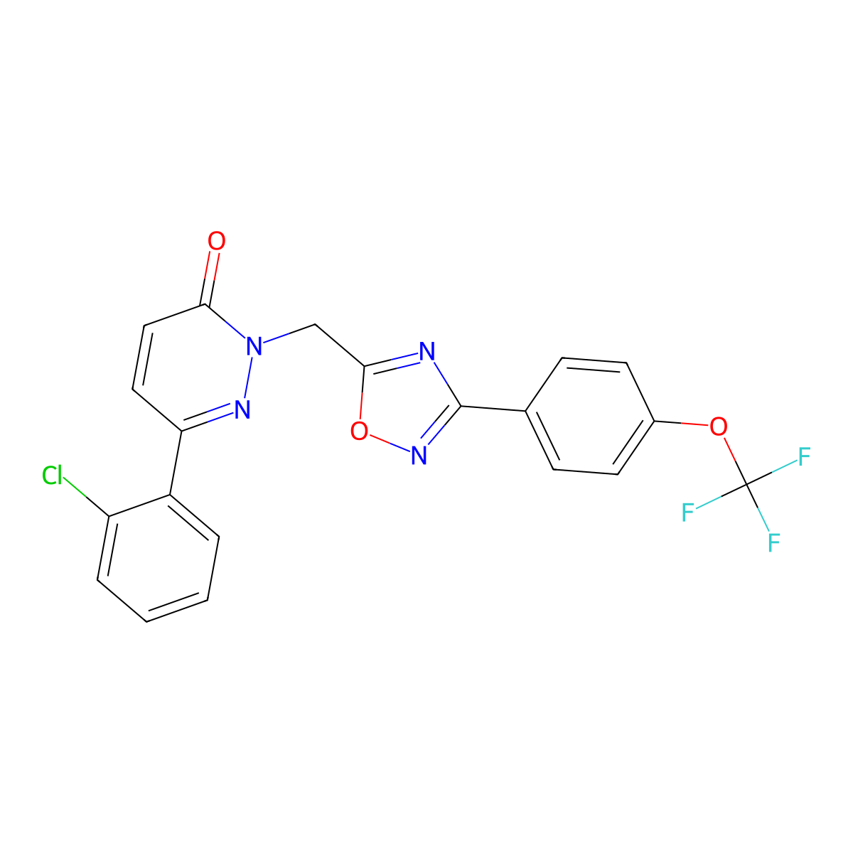 6-(2-chlorophenyl)-2-((3-(4-(trifluoromethoxy)phenyl)-1,2,4-oxadiazol-5-yl)methyl)pyridazin-3(2H)-one molecular structure, CAS 1359380-31-6