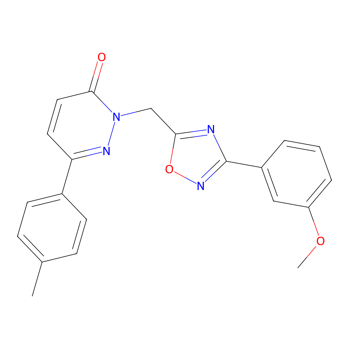 2-{[3-(3-Methoxyphenyl)-1,2,4-oxadiazol-5-YL]methyl}-6-(4-methylphenyl)-2,3-dihydropyridazin-3-one molecular structure, CAS 1359380-52-1