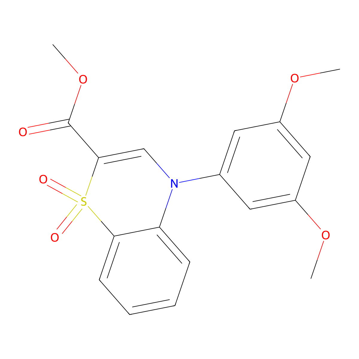 methyl 4-(3,5-dimethoxyphenyl)-4H-1,4-benzothiazine-2-carboxylate 1,1-dioxide molecular structure, CAS 1359381-60-4