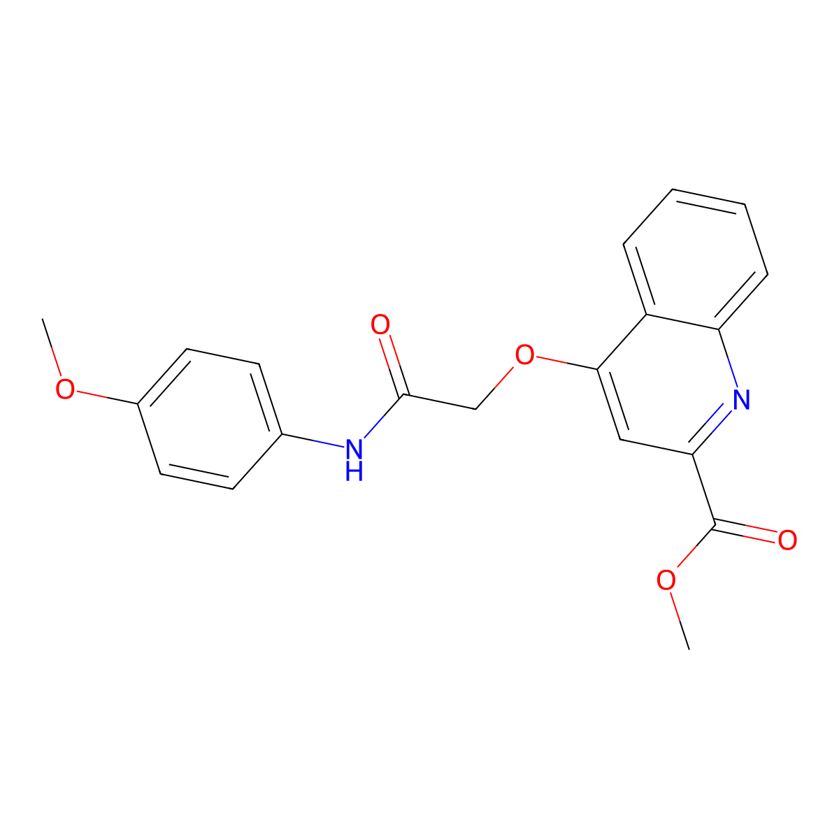 Methyl 4-{[(4-methoxyphenyl)carbamoyl]methoxy}quinoline-2-carboxylate molecular structure, CAS 1359390-77-4