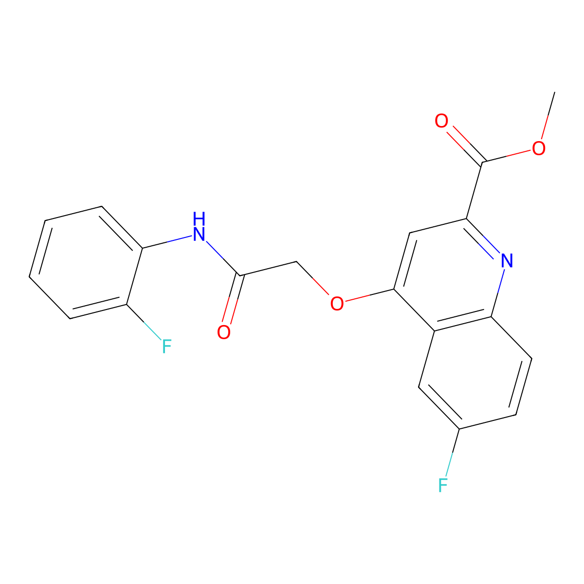Methyl 6-fluoro-4-{[(2-fluorophenyl)carbamoyl]methoxy}quinoline-2-carboxylate molecular structure, CAS 1359390-90-1