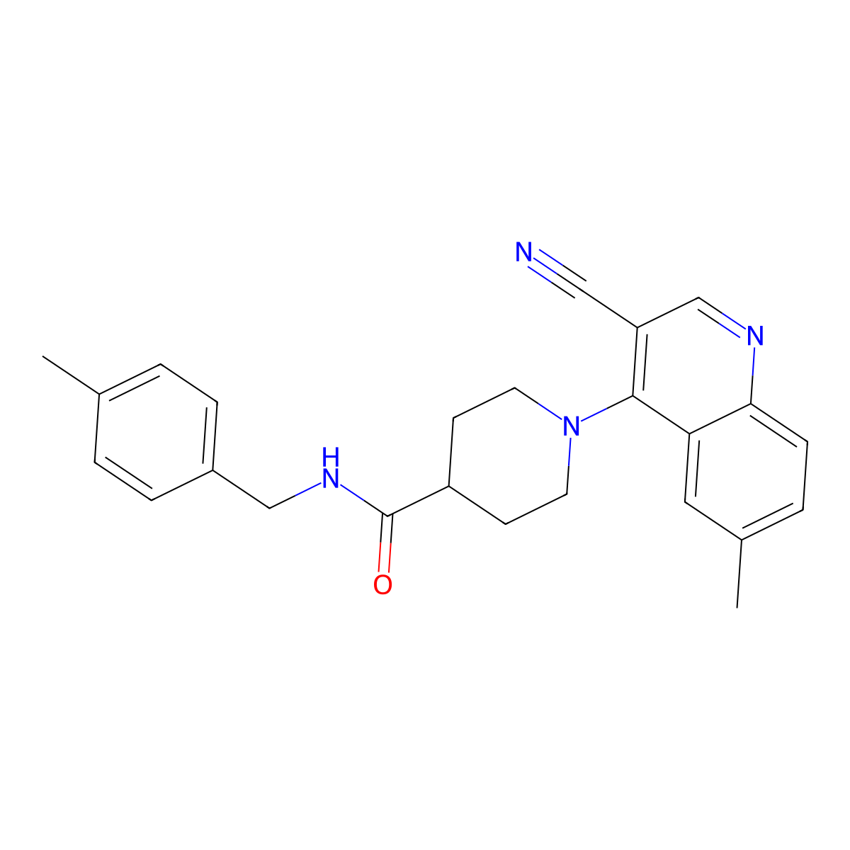 1-(3-Cyano-6-methylquinolin-4-YL)-N-[(4-methylphenyl)methyl]piperidine-4-carboxamide molecular structure, CAS 1359392-10-1