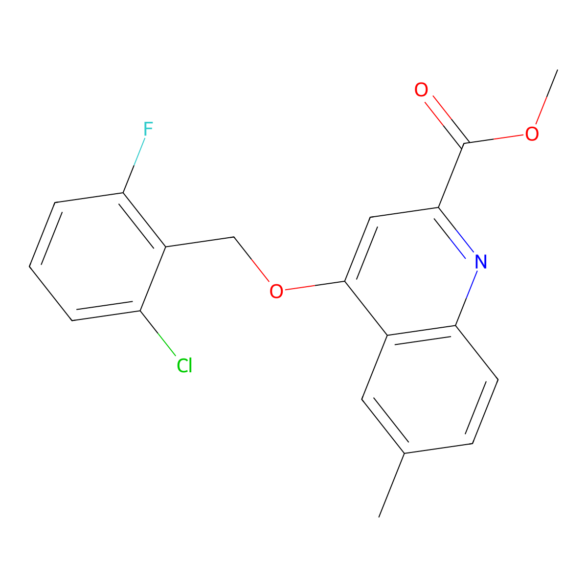 Methyl 4-[(2-chloro-6-fluorophenyl)methoxy]-6-methylquinoline-2-carboxylate molecular structure, CAS 1359392-22-5