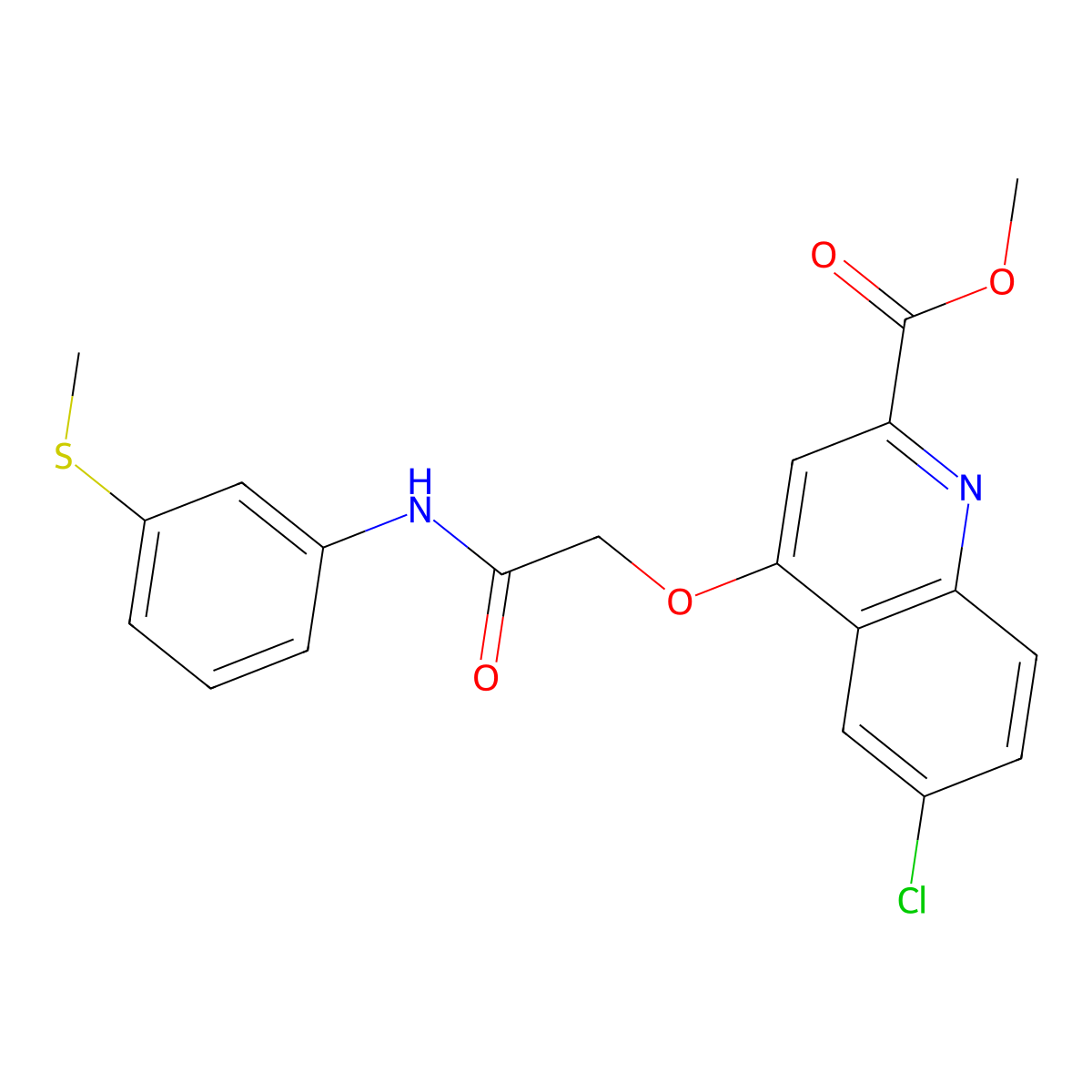 Methyl 6-chloro-4-({[3-(methylsulfanyl)phenyl]carbamoyl}methoxy)quinoline-2-carboxylate molecular structure, CAS 1359392-42-9