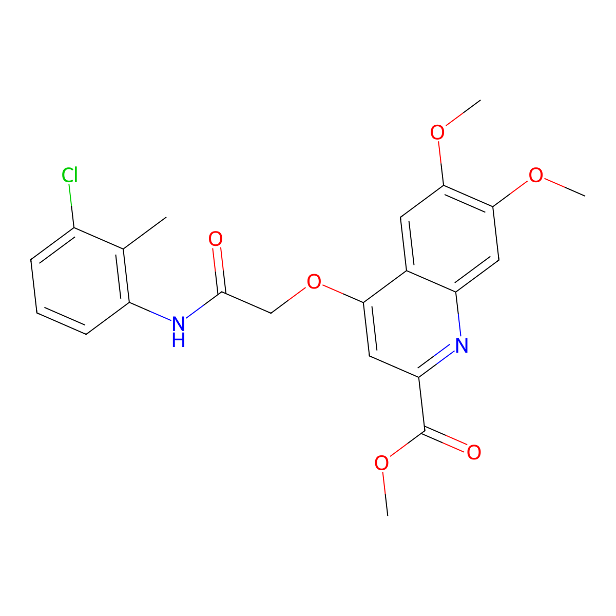 Methyl 4-{[(3-chloro-2-methylphenyl)carbamoyl]methoxy}-6,7-dimethoxyquinoline-2-carboxylate molecular structure, CAS 1359392-74-7