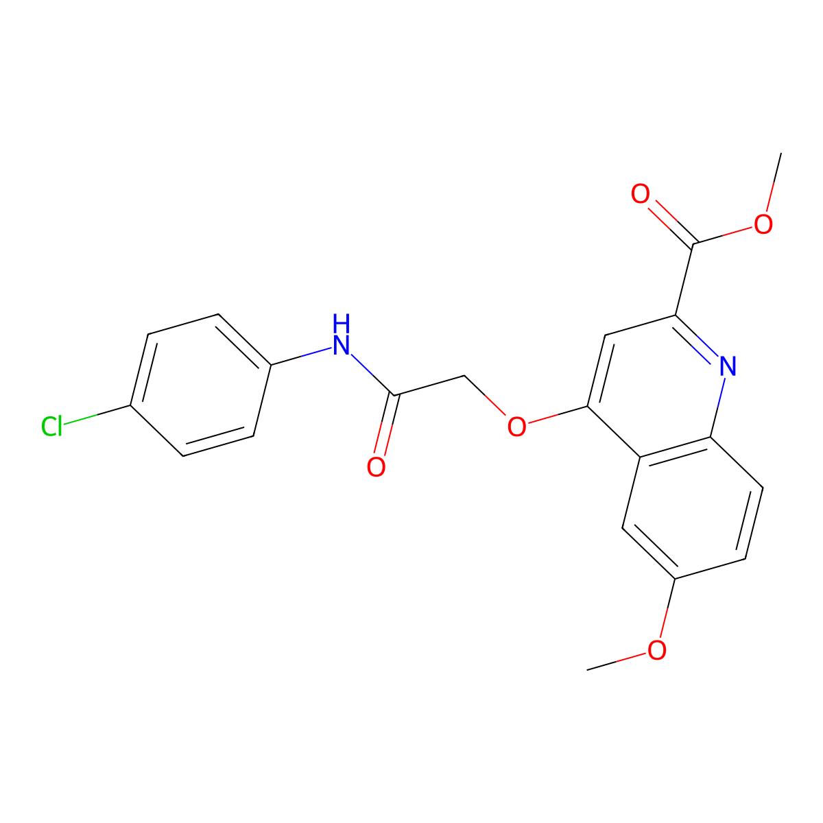 Methyl 4-{[(4-chlorophenyl)carbamoyl]methoxy}-6-methoxyquinoline-2-carboxylate molecular structure, CAS 1359393-17-1