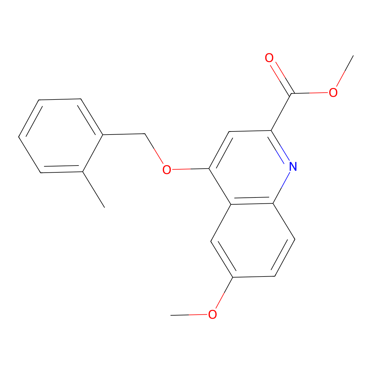 6-Methoxy-4-(2-methyl-benzyloxy)-quinoline-2-carboxylic acid methyl ester molecular structure, CAS 1359393-24-0