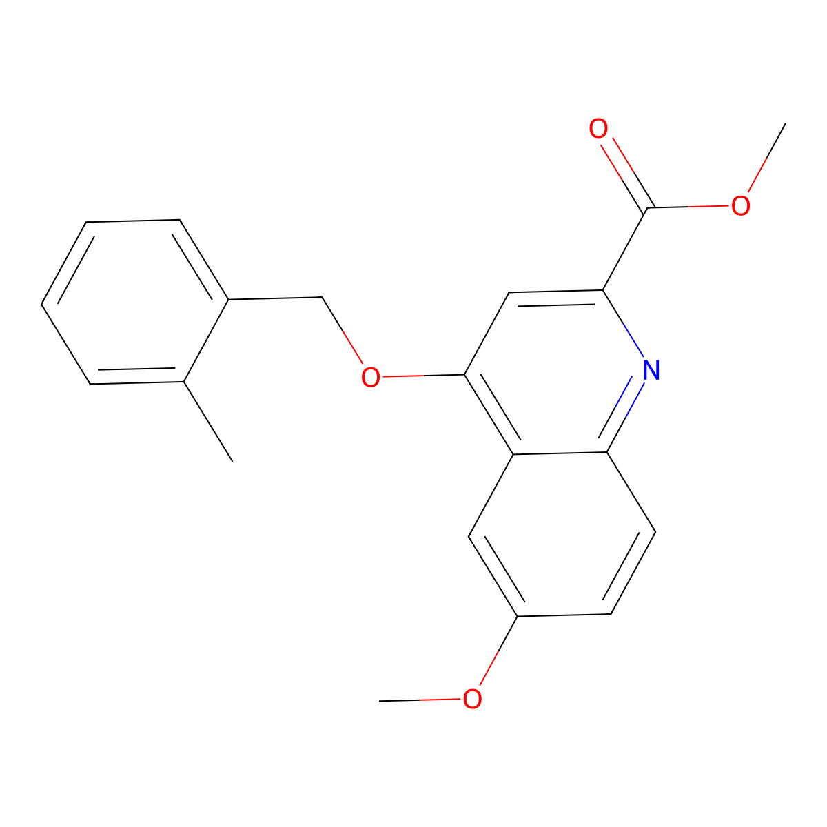 6-Methoxy-4-(2-methyl-benzyloxy)-quinoline-2-carboxylic acid methyl ester molecular structure, CAS 1359393-24-0