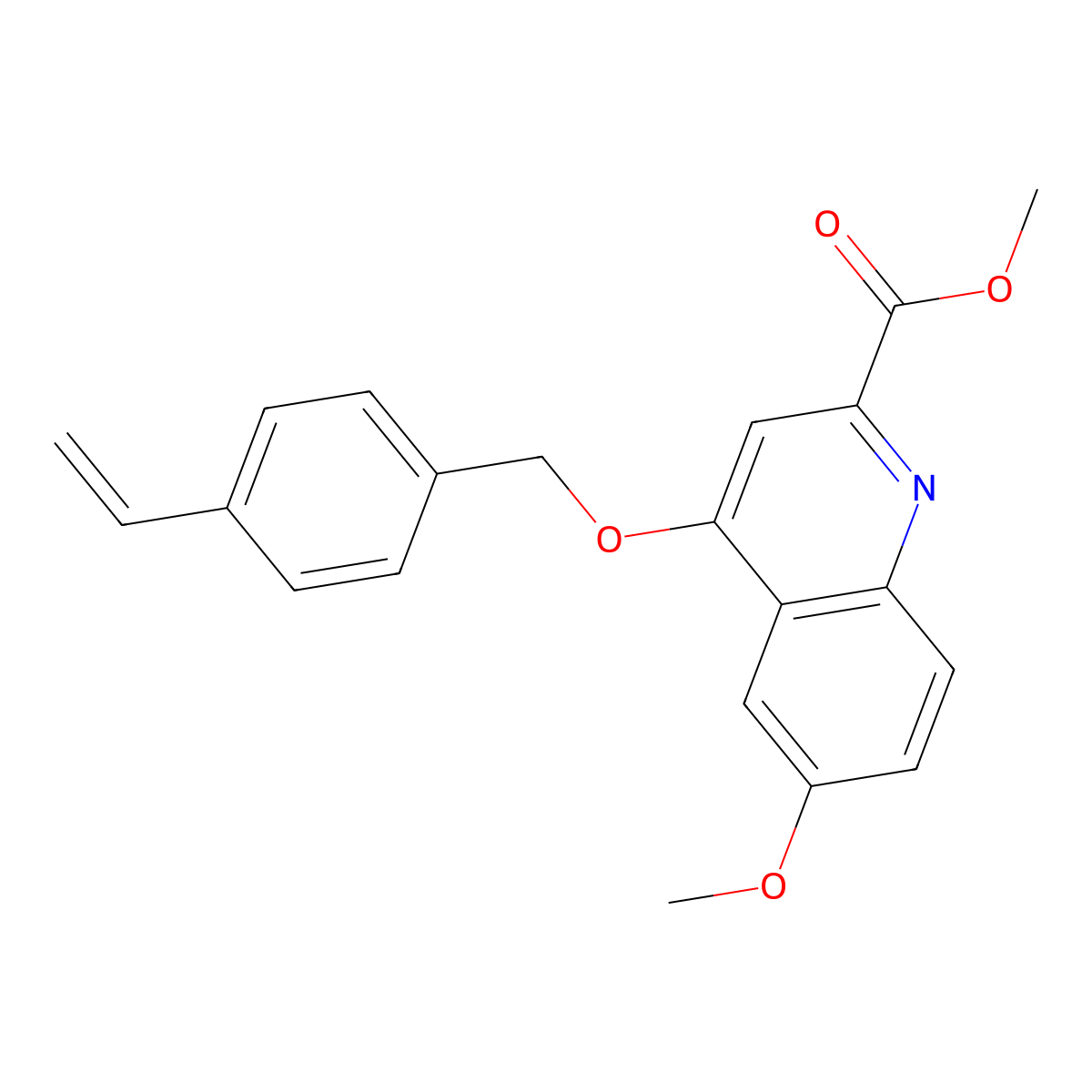 Methyl 6-methoxy-4-((4-vinylbenzyl)oxy)quinoline-2-carboxylate molecular structure, CAS 1359393-34-2