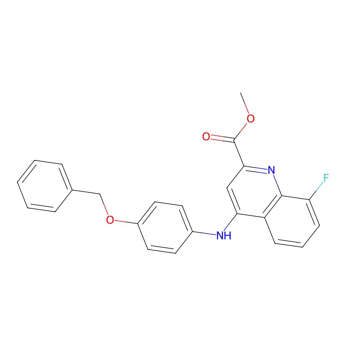 Methyl 4-{[4-(benzyloxy)phenyl]amino}-8-fluoroquinoline-2-carboxylate molecular structure, CAS 1359393-46-6