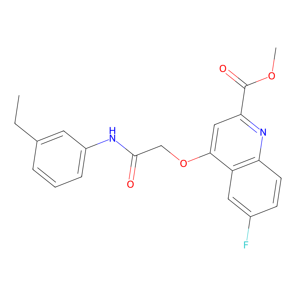 Methyl 4-{[(3-ethylphenyl)carbamoyl]methoxy}-6-fluoroquinoline-2-carboxylate molecular structure, CAS 1359393-52-4