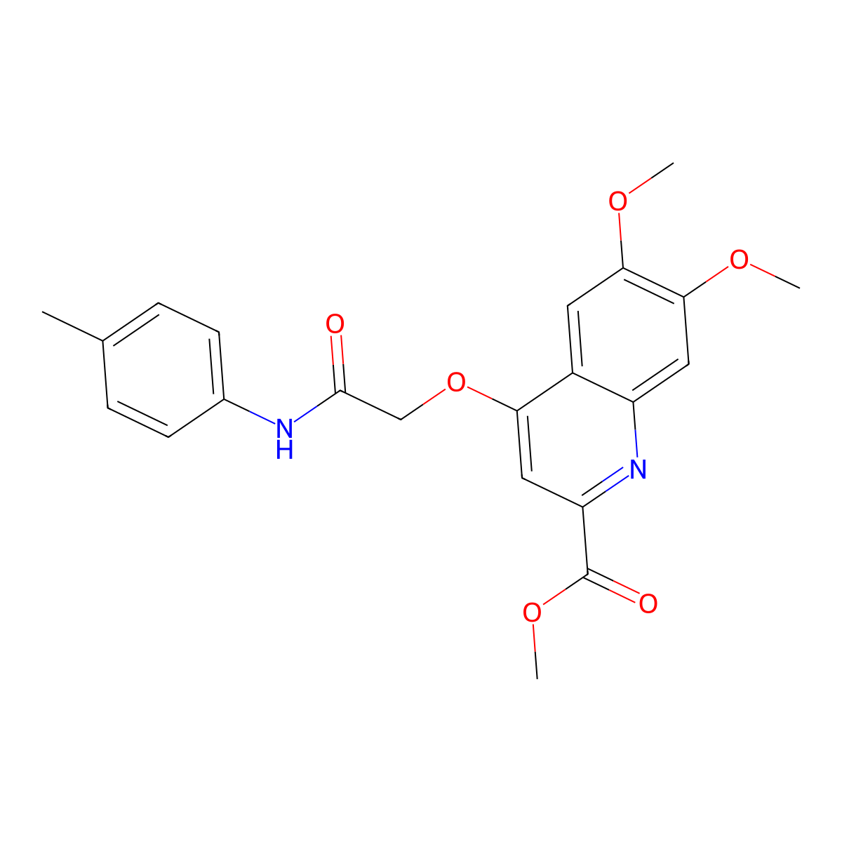 Methyl 6,7-dimethoxy-4-(2-oxo-2-(p-tolylamino)ethoxy)quinoline-2-carboxylate molecular structure, CAS 1359394-04-9