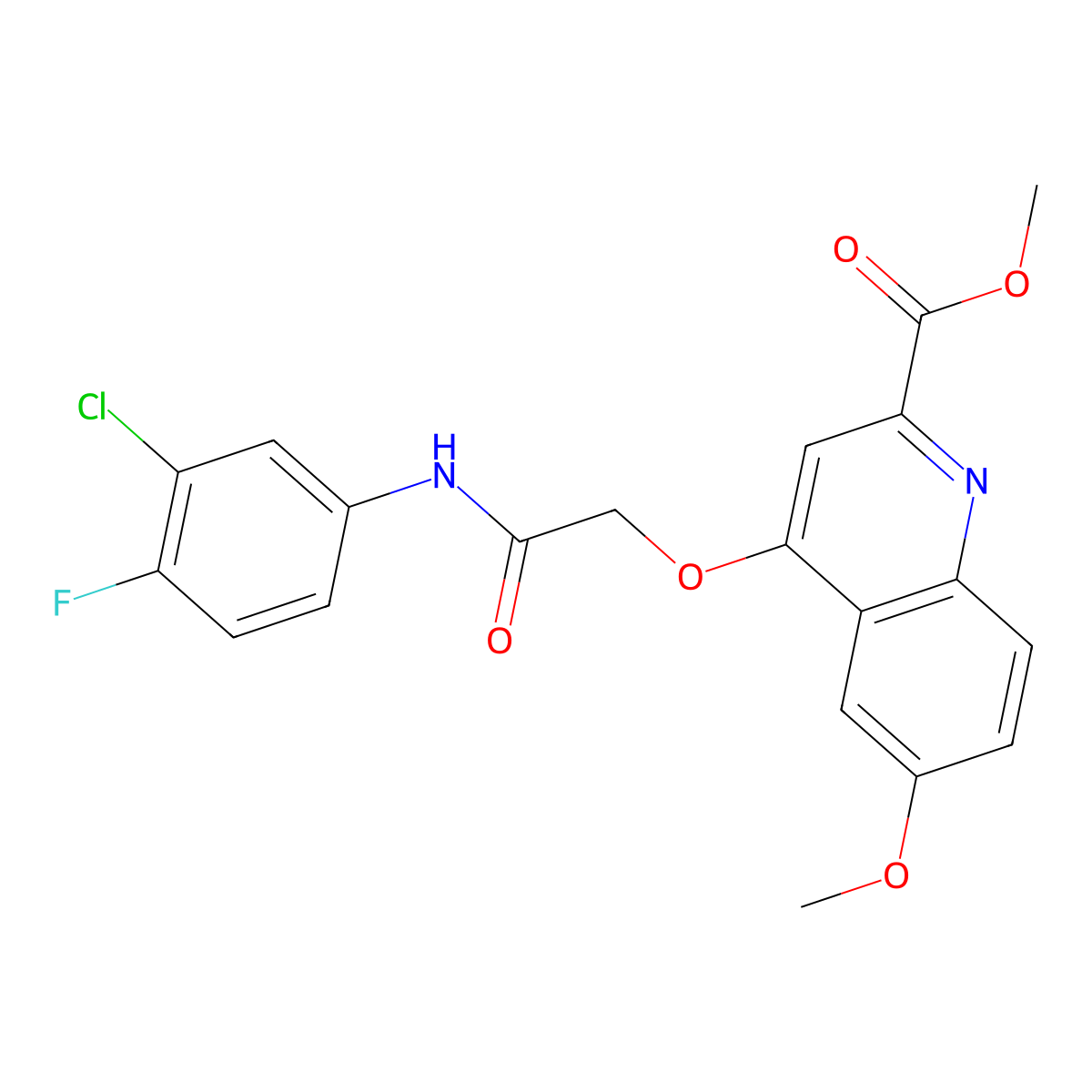 Methyl 4-{[(3-chloro-4-fluorophenyl)carbamoyl]methoxy}-6-methoxyquinoline-2-carboxylate molecular structure, CAS 1359395-79-1