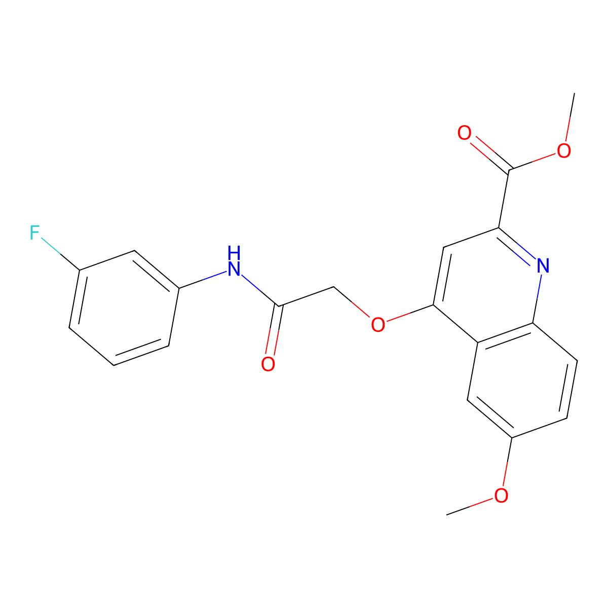 Methyl 4-(2-((3-fluorophenyl)amino)-2-oxoethoxy)-6-methoxyquinoline-2-carboxylate molecular structure, CAS 1359395-84-8