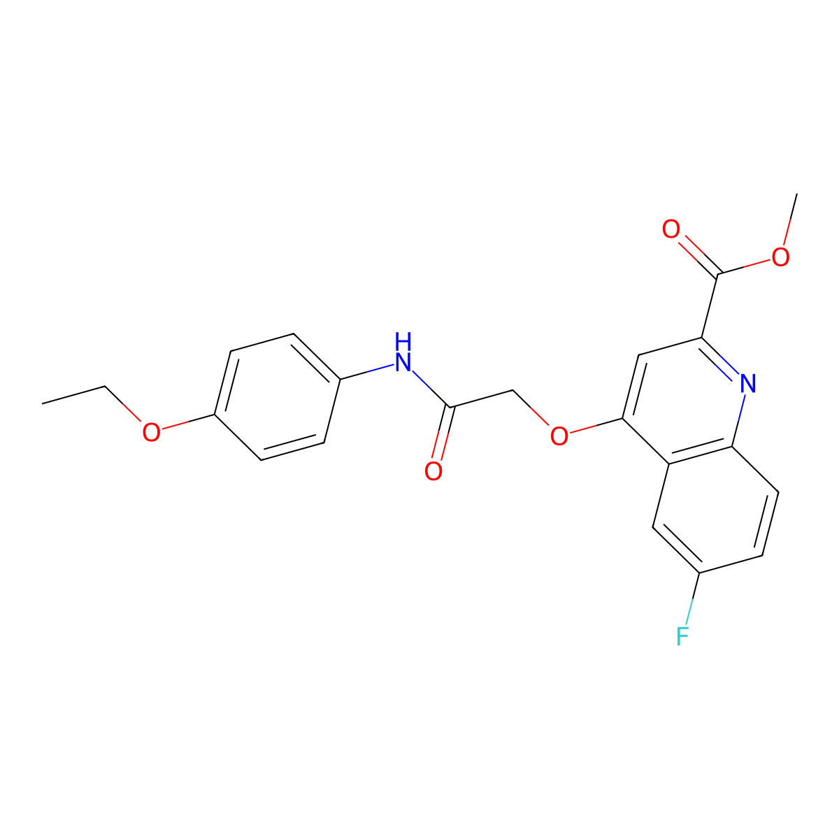 Methyl 4-{[(4-ethoxyphenyl)carbamoyl]methoxy}-6-fluoroquinoline-2-carboxylate molecular structure, CAS 1359396-02-3