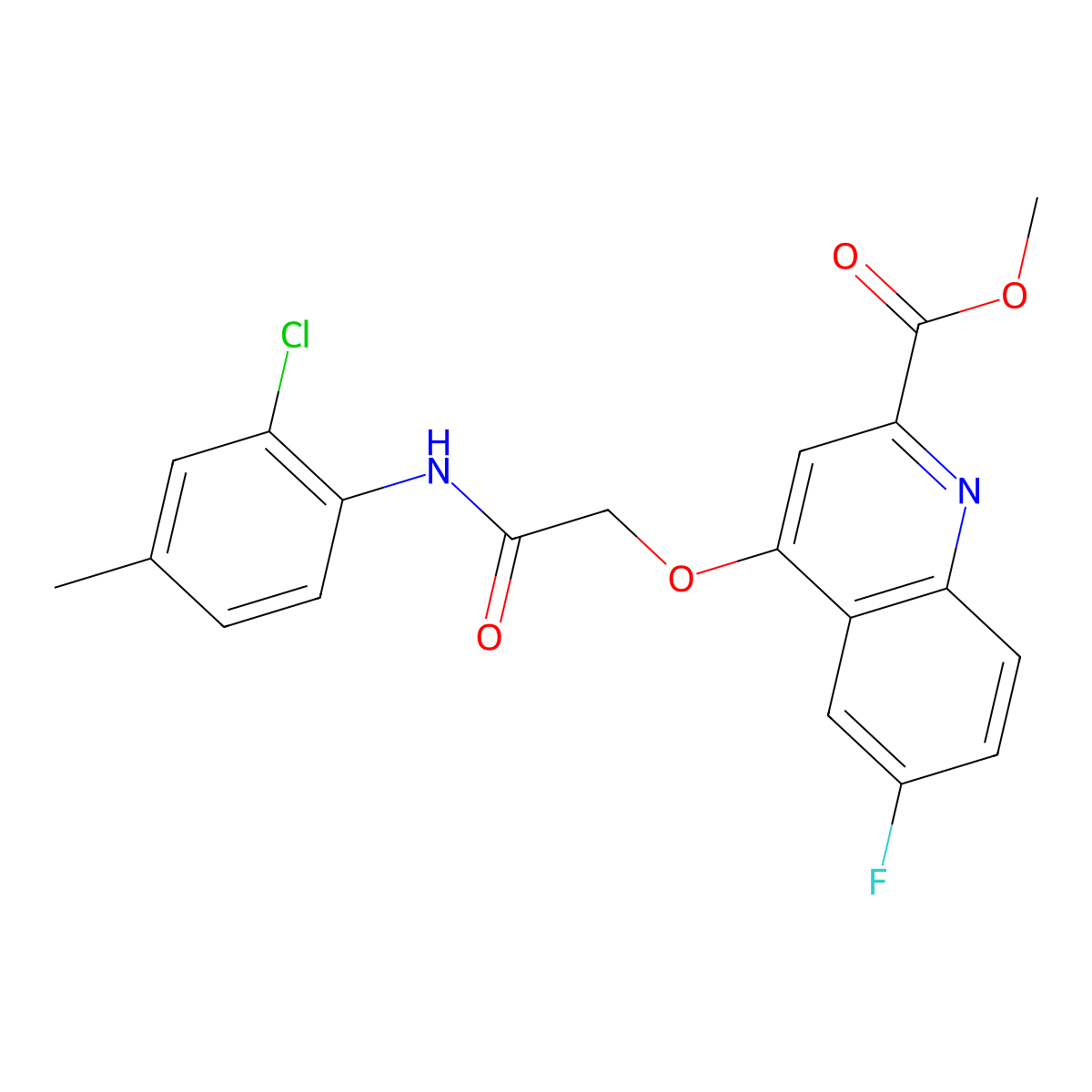 Methyl 4-{[(2-chloro-4-methylphenyl)carbamoyl]methoxy}-6-fluoroquinoline-2-carboxylate molecular structure, CAS 1359396-11-4