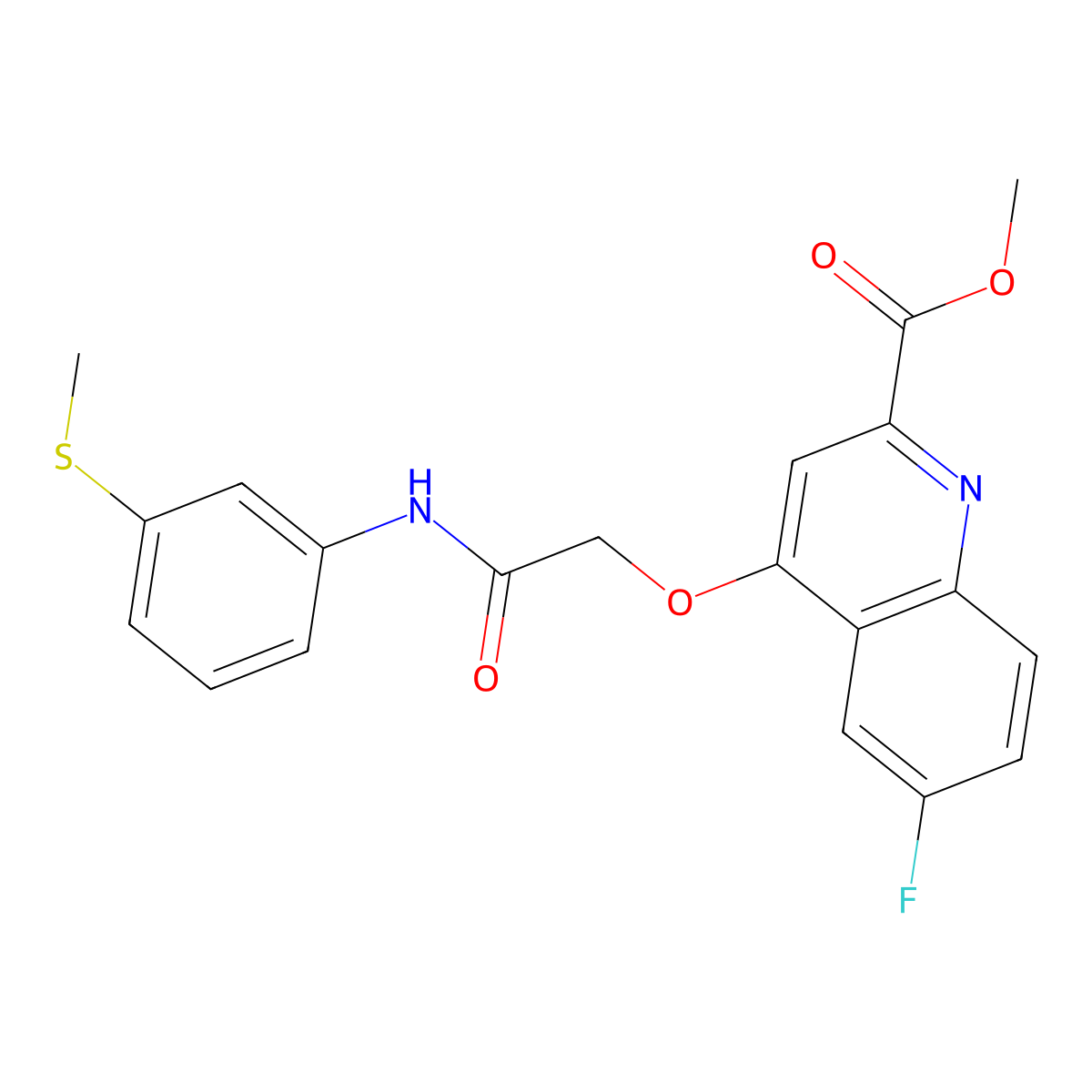 Methyl 6-fluoro-4-({[3-(methylsulfanyl)phenyl]carbamoyl}methoxy)quinoline-2-carboxylate molecular structure, CAS 1359396-18-1