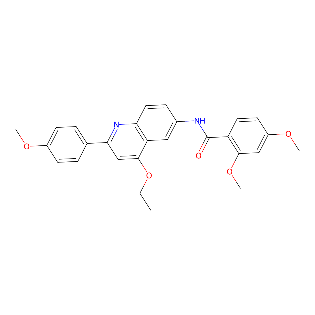 N-[4-ethoxy-2-(4-methoxyphenyl)quinolin-6-yl]-2,4-dimethoxybenzamide molecular structure, CAS 1359396-23-8