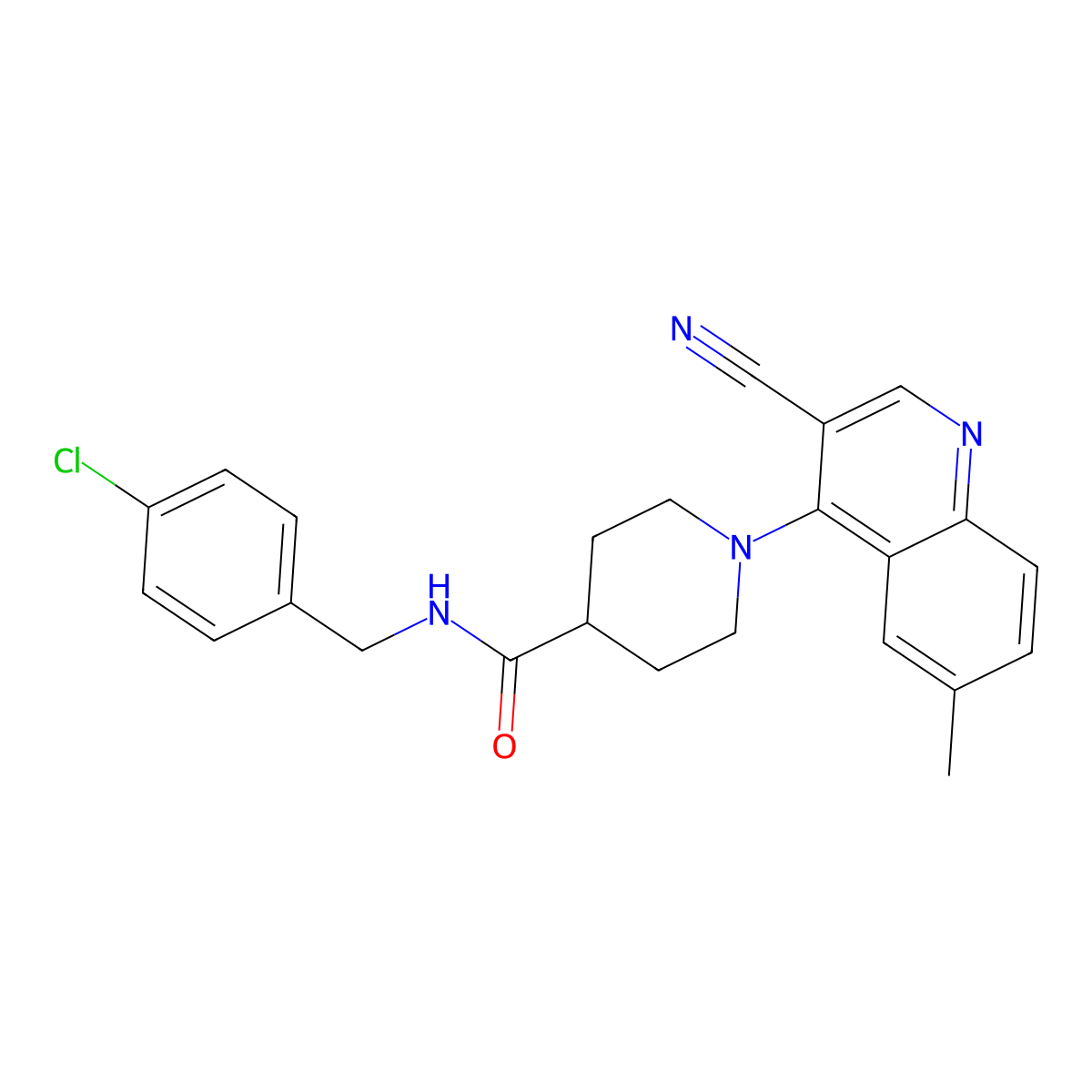 N-[(4-Chlorophenyl)methyl]-1-(3-cyano-6-methylquinolin-4-YL)piperidine-4-carboxamide molecular structure, CAS 1359396-69-2