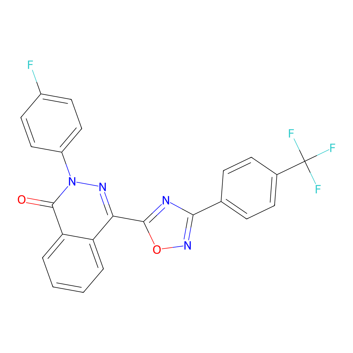 2-(4-fluorophenyl)-4-(3-(4-(trifluoromethyl)phenyl)-1,2,4-oxadiazol-5-yl)phthalazin-1(2H)-one molecular structure, CAS 1359398-18-7