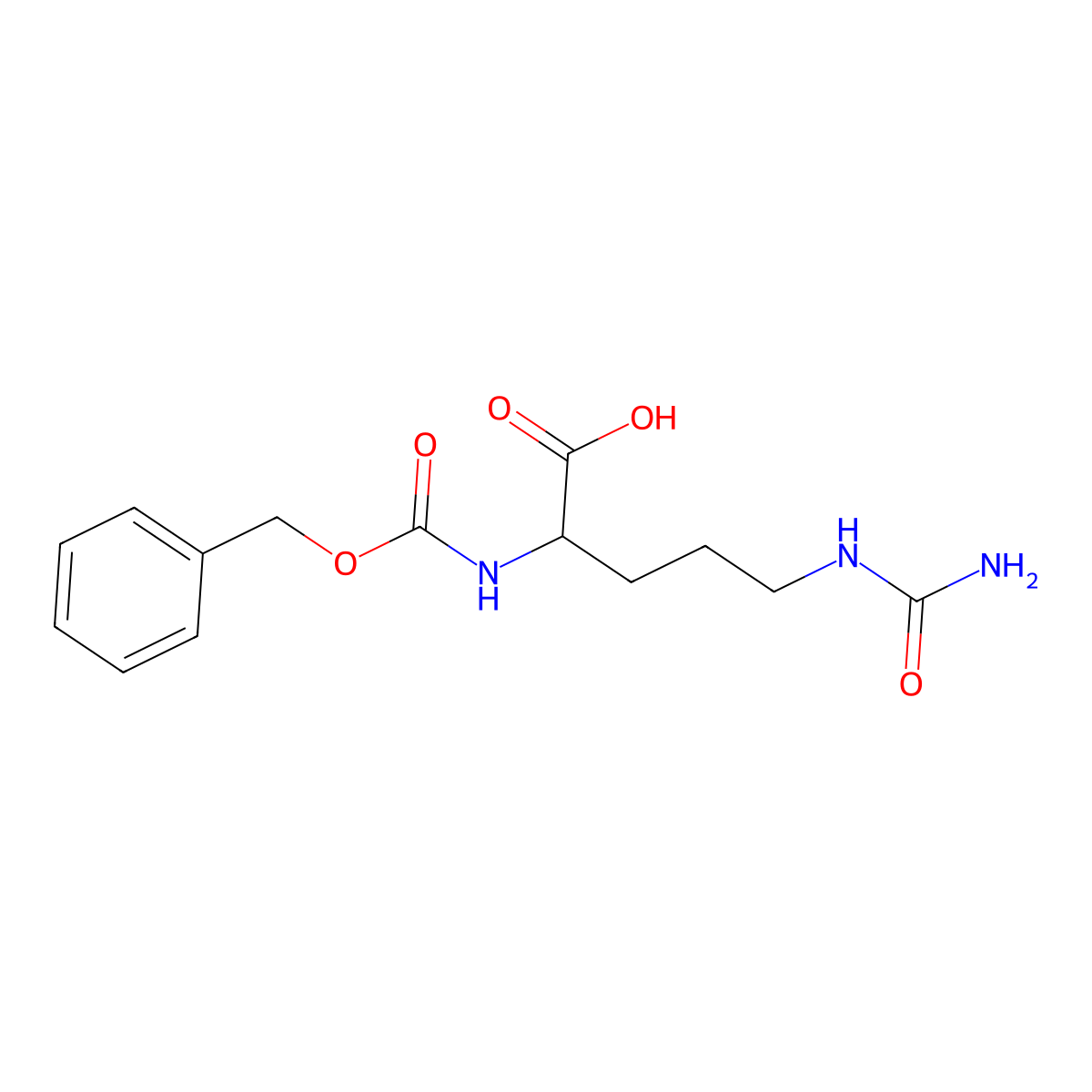 (2R)-2-{[(benzyloxy)carbonyl]amino}-5-(carbamoylamino)pentanoic acid molecular structure, CAS 13594-52-0