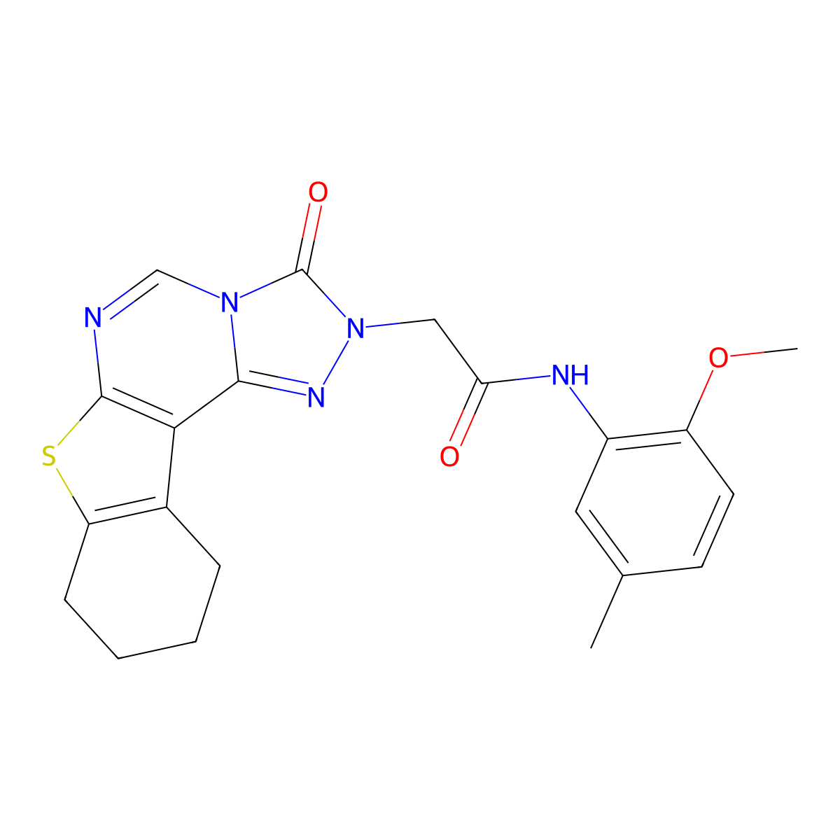 N-(2-methoxy-5-methylphenyl)-2-(3-oxo-8,9,10,11-tetrahydro[1]benzothieno[3,2-e][1,2,4]triazolo[4,3-c]pyrimidin-2(3H)-yl)acetamide molecular structure, CAS 1359406-41-9