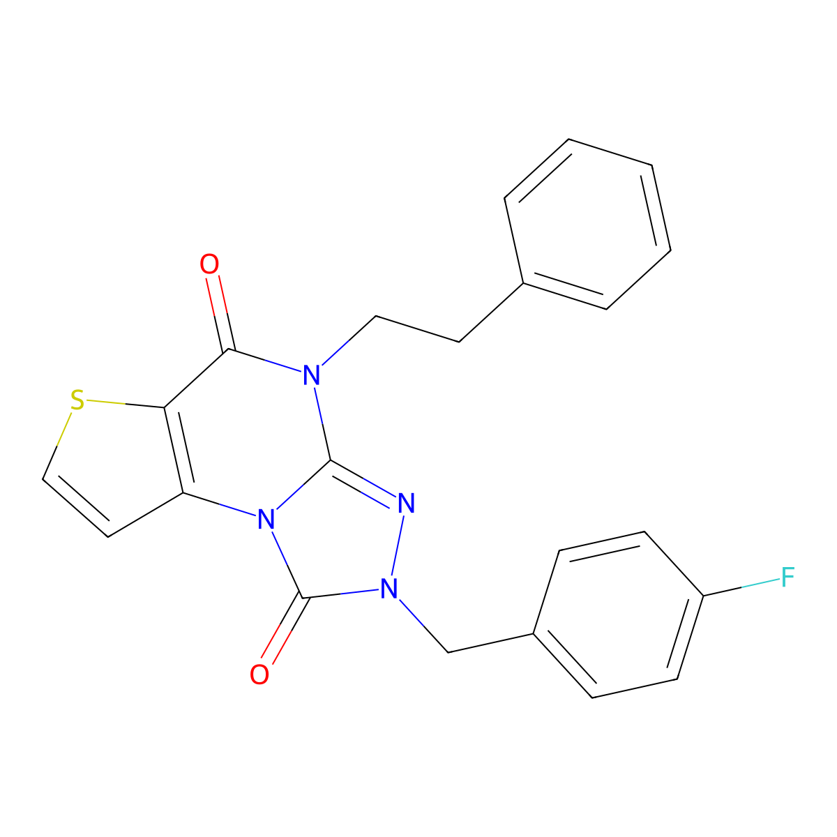 2-(4-fluorobenzyl)-4-phenethylthieno[2,3-e][1,2,4]triazolo[4,3-a]pyrimidine-1,5(2H,4H)-dione molecular structure, CAS 1359407-81-0
