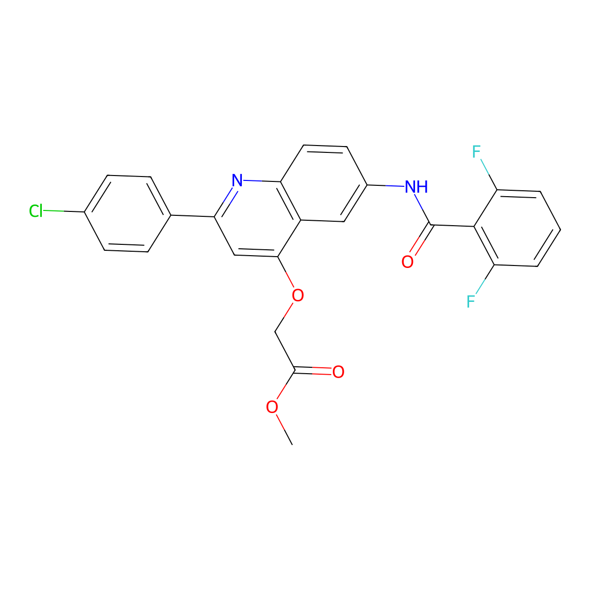 Methyl 2-{[2-(4-chlorophenyl)-6-(2,6-difluorobenzamido)quinolin-4-YL]oxy}acetate molecular structure, CAS 1359408-43-7
