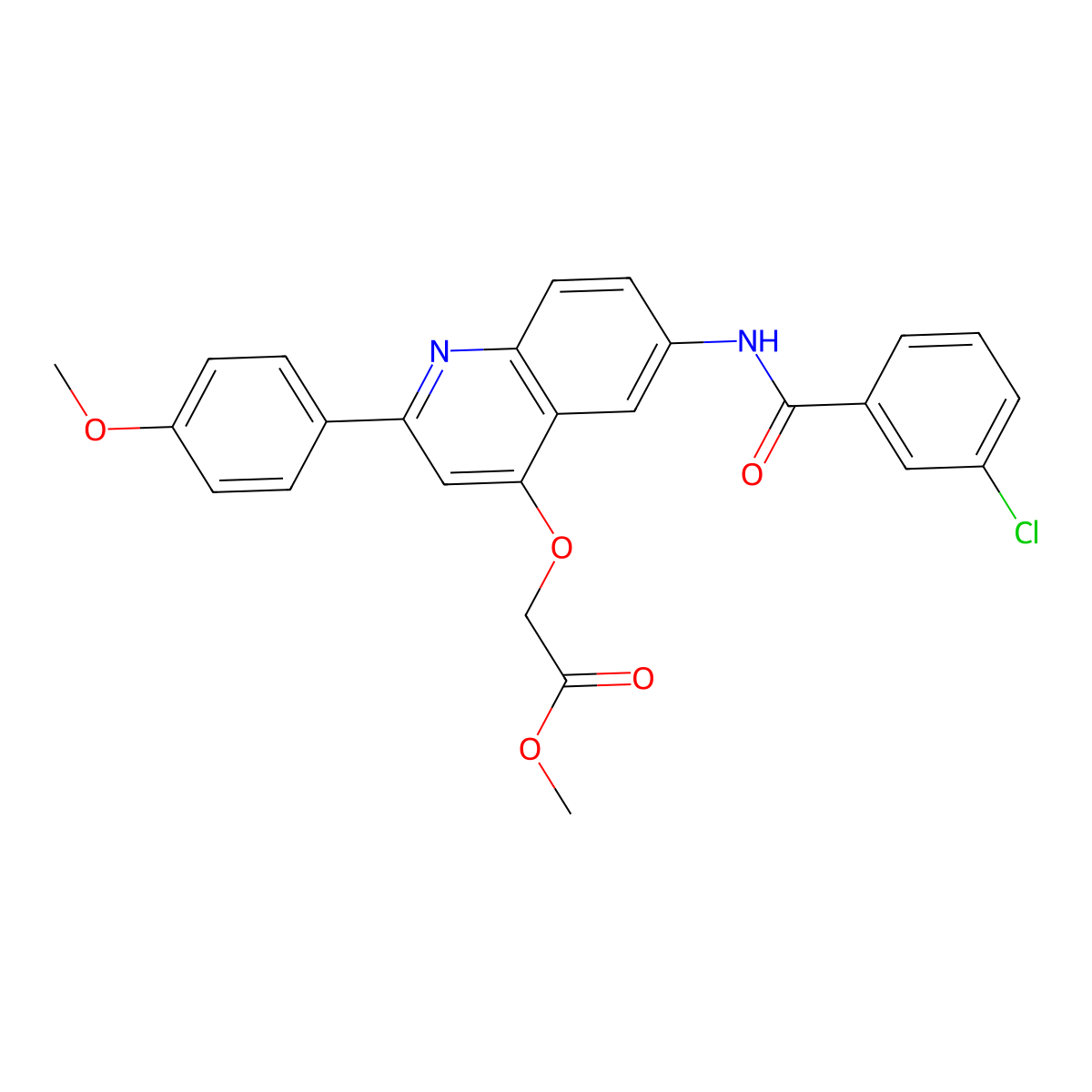 Methyl 2-{[6-(3-chlorobenzamido)-2-(4-methoxyphenyl)quinolin-4-YL]oxy}acetate molecular structure, CAS 1359408-62-0