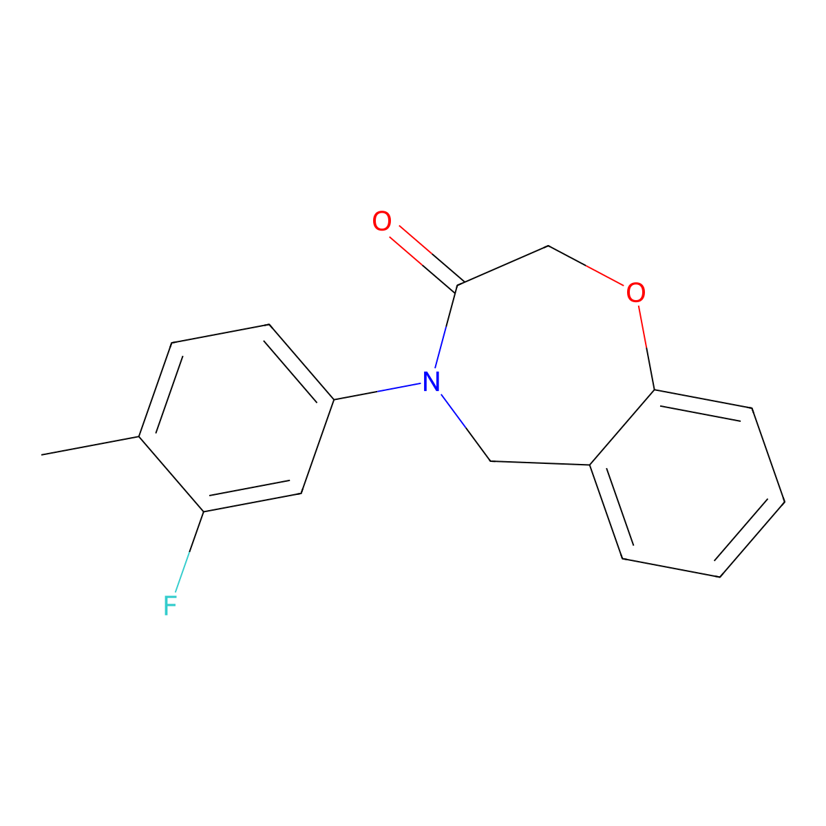 4-(3-fluoro-4-methylphenyl)-4,5-dihydro-1,4-benzoxazepin-3(2H)-one molecular structure, CAS 1359410-68-6