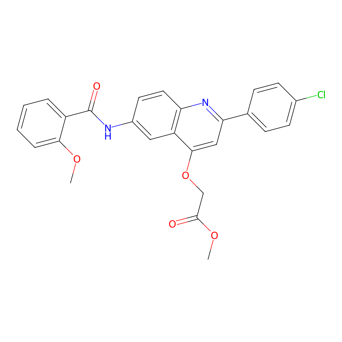 Methyl 2-{[2-(4-chlorophenyl)-6-(2-methoxybenzamido)quinolin-4-YL]oxy}acetate molecular structure, CAS 1359414-69-9
