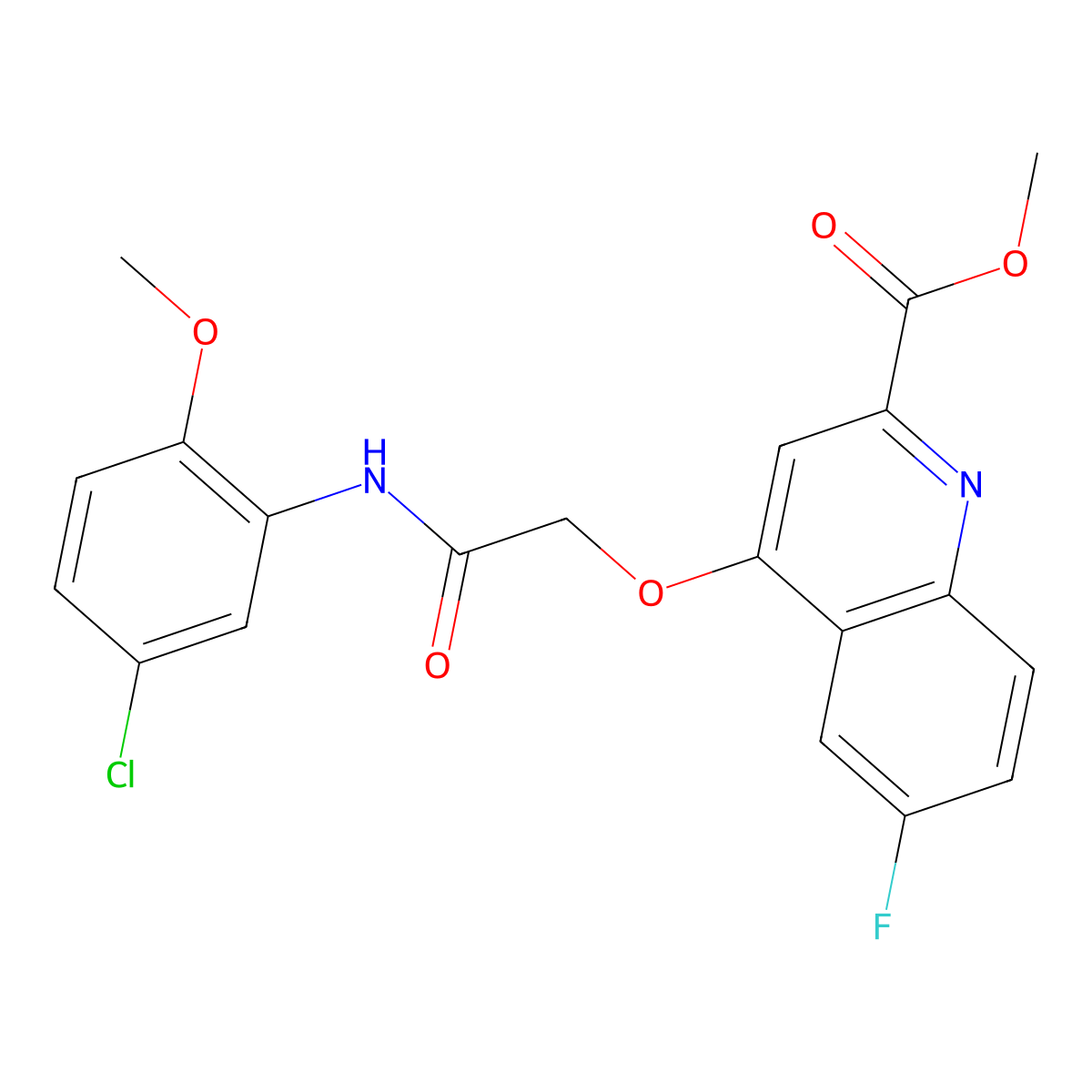 Methyl 4-{[(5-chloro-2-methoxyphenyl)carbamoyl]methoxy}-6-fluoroquinoline-2-carboxylate molecular structure, CAS 1359415-82-9