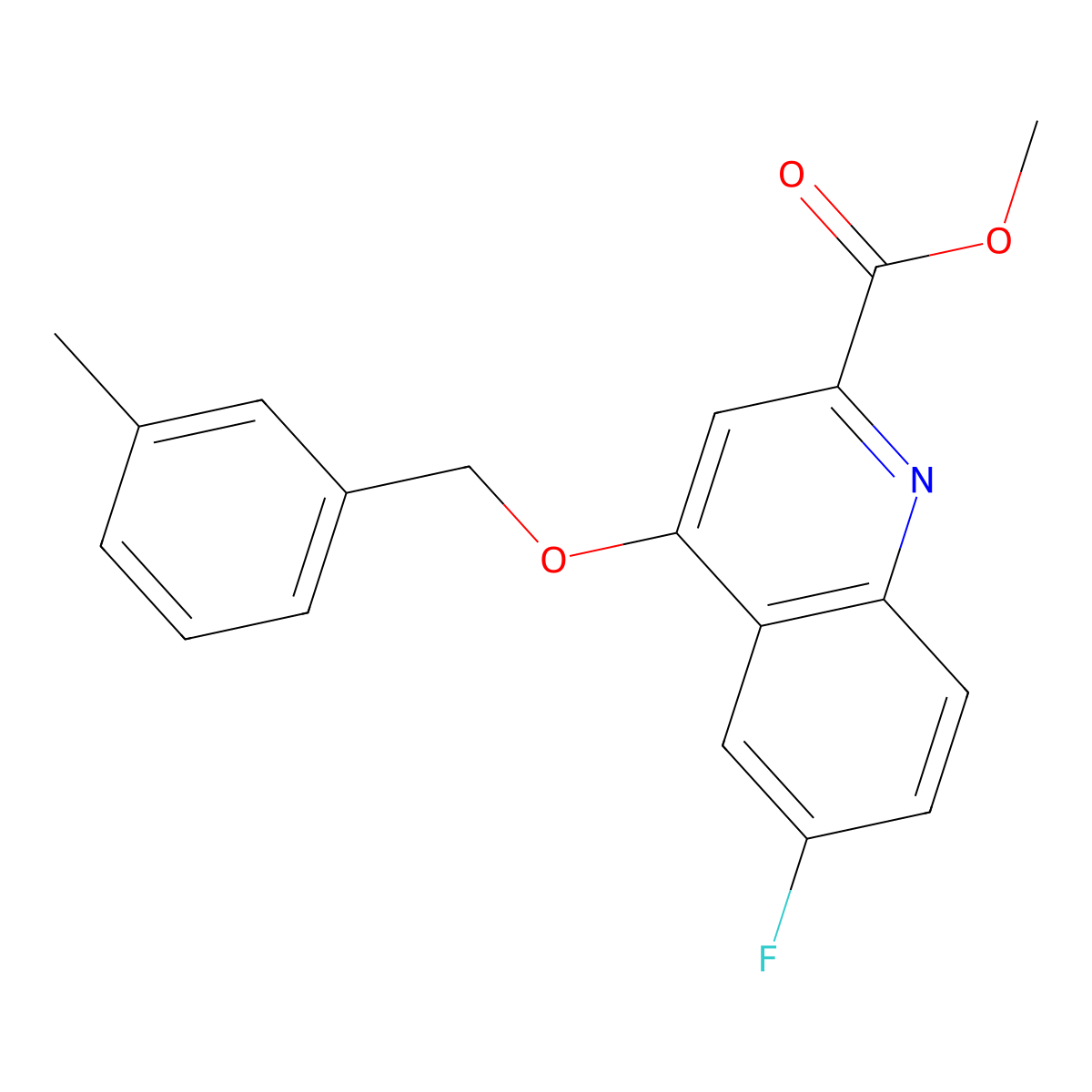 Methyl 6-fluoro-4-((3-methylbenzyl)oxy)quinoline-2-carboxylate molecular structure, CAS 1359416-04-8
